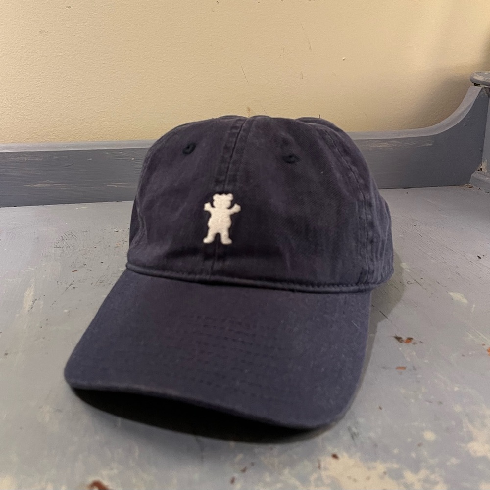 Vintage Y2K Navy Blue Grizzly Griptape Dad Hat Skater with Bear Logo